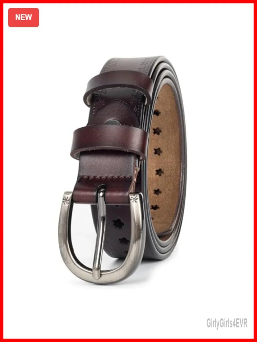 Hollow Flower Leather Belt for Women Casual Waist Belt